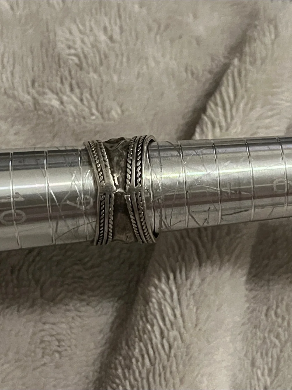 Vintage Sterling Silver Textured Wide Band Ring